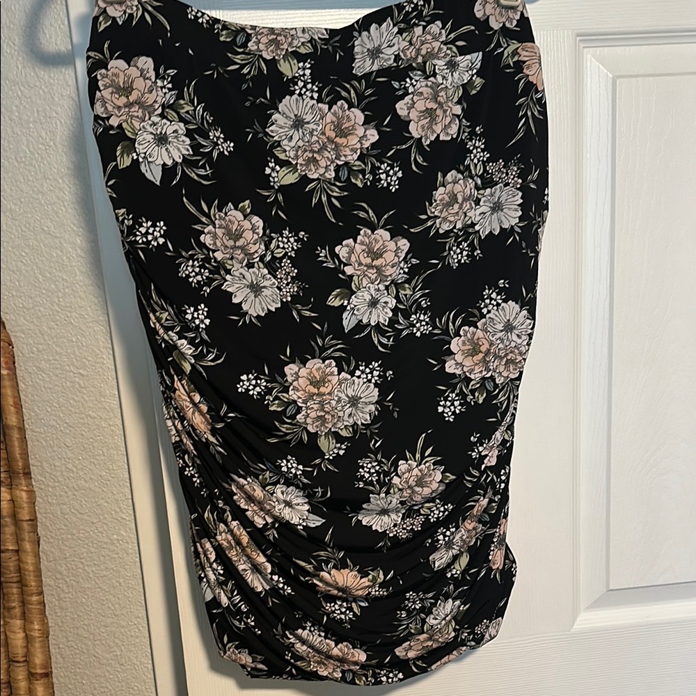 Floral Black Skirt